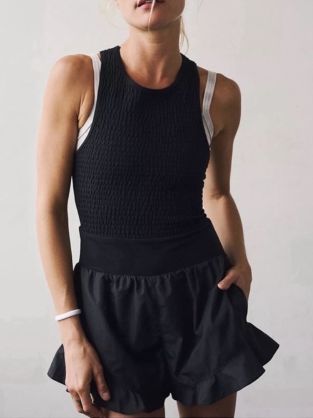Free People Movement Breathless Shorties Onesie Romper In Black NWT Size Medium - Picture 5 of 10
